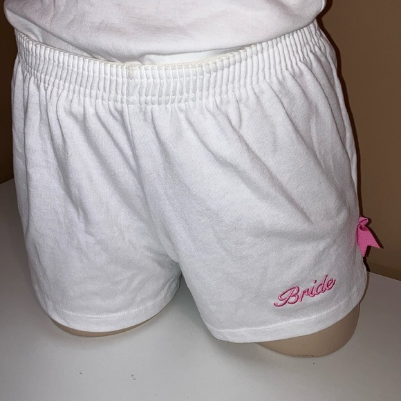 Bride Size Medium White Bride Short W/Pink Ribbons & White Baby Tee W/Pink Bow - Picture 4 of 9